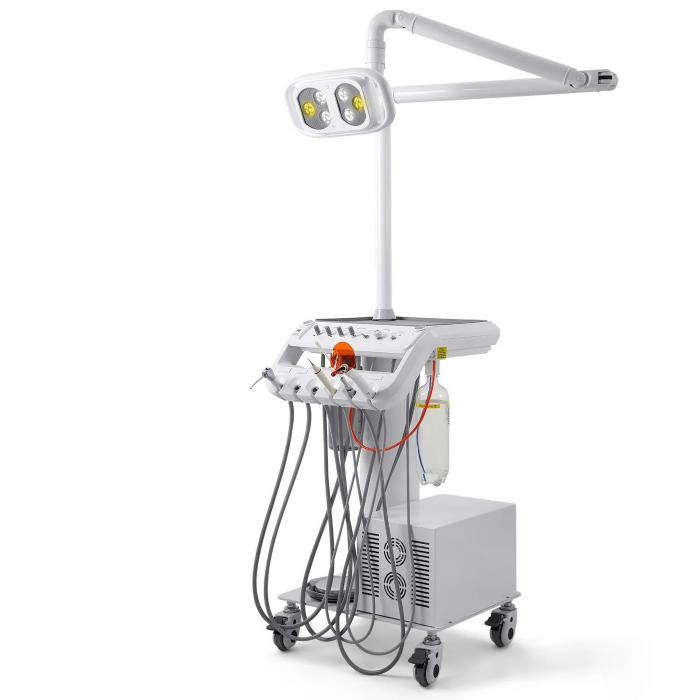 Mobile Dentaleinheit mit Zahnarztlampe, Kompressor, Scaler und Aushärtungslampe