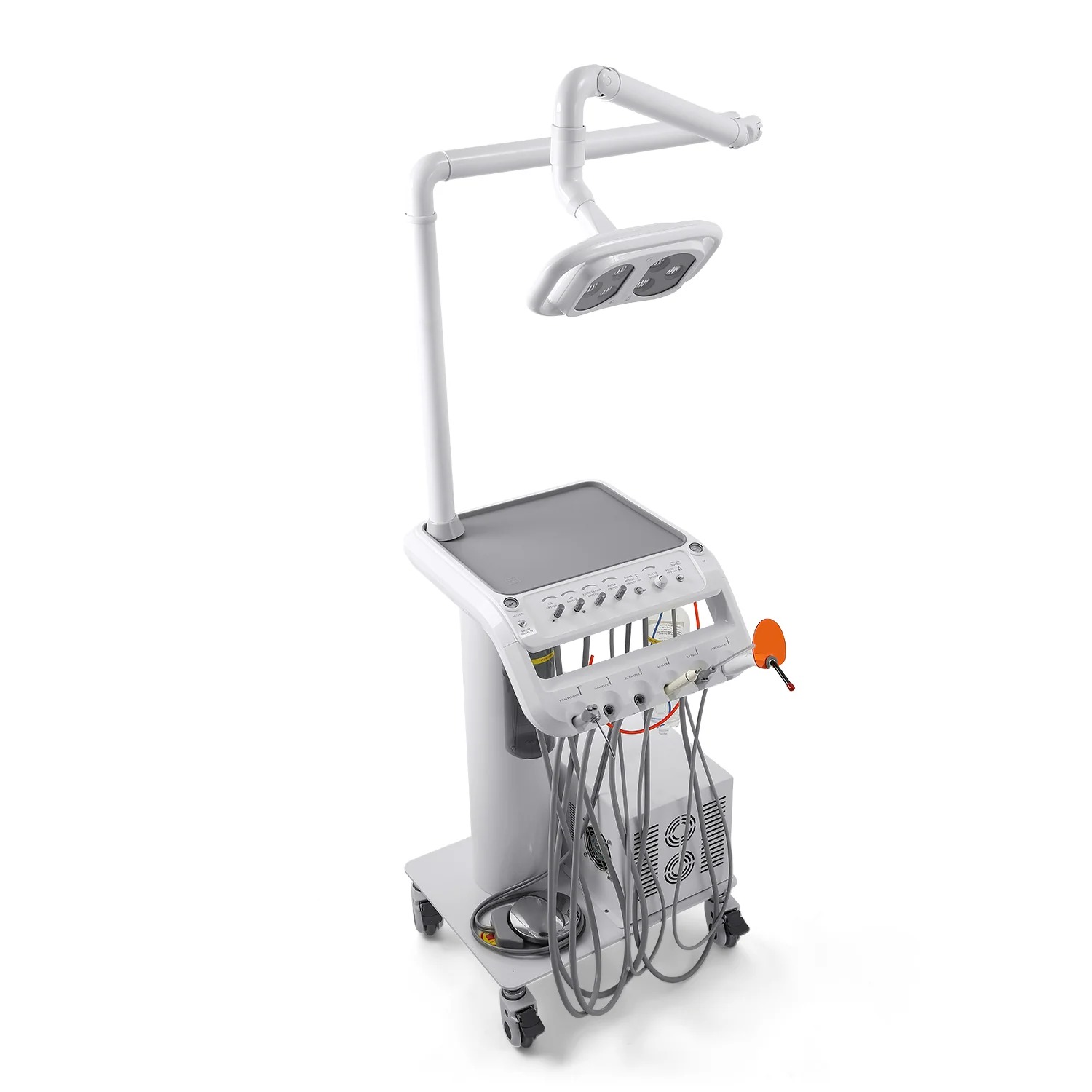 Mobile Dentaleinheit mit Zahnarztlampe, Kompressor, Scaler und Aushärtungslampe