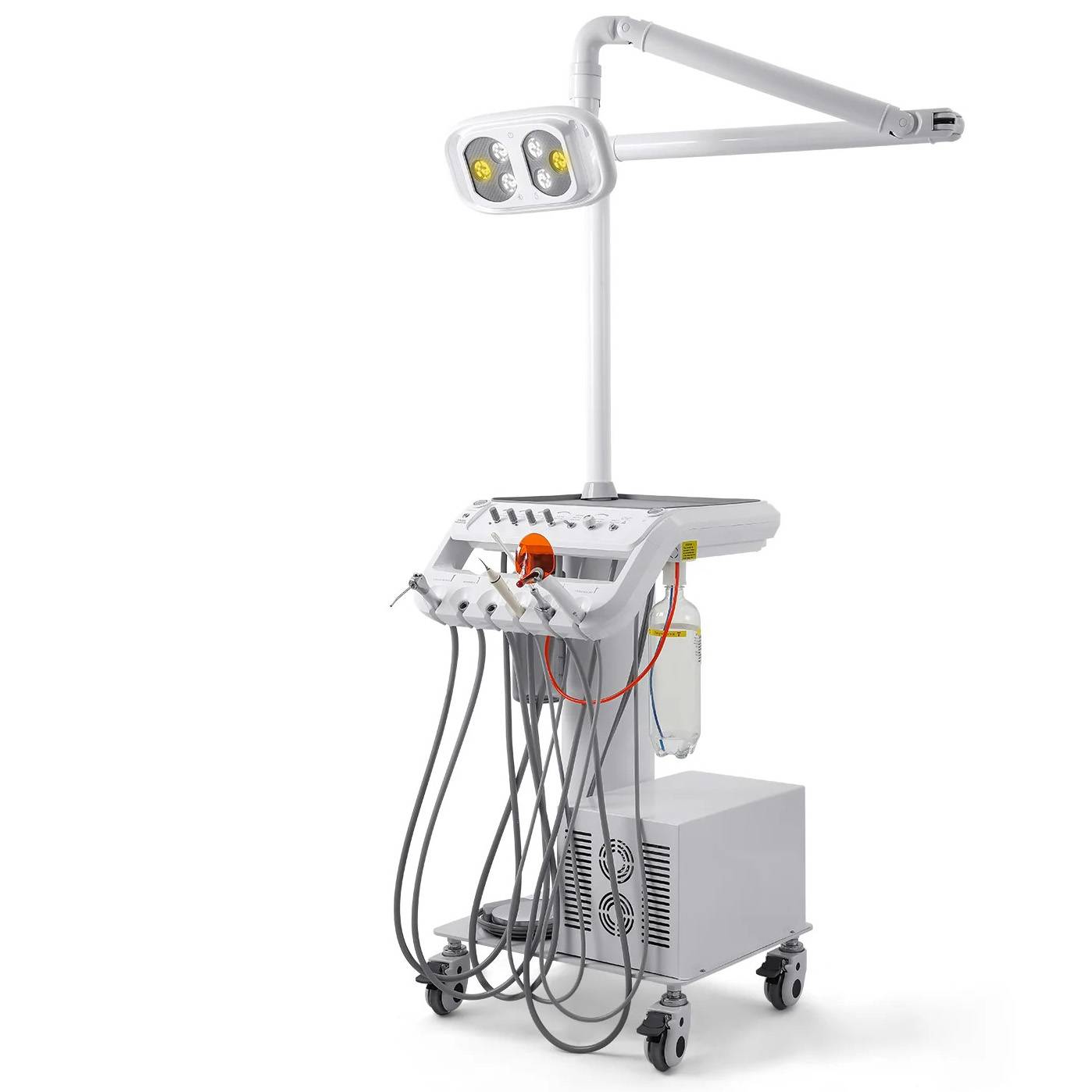 Mobile Dentaleinheit mit Zahnarztlampe, Kompressor, Scaler und Aushärtungslampe
