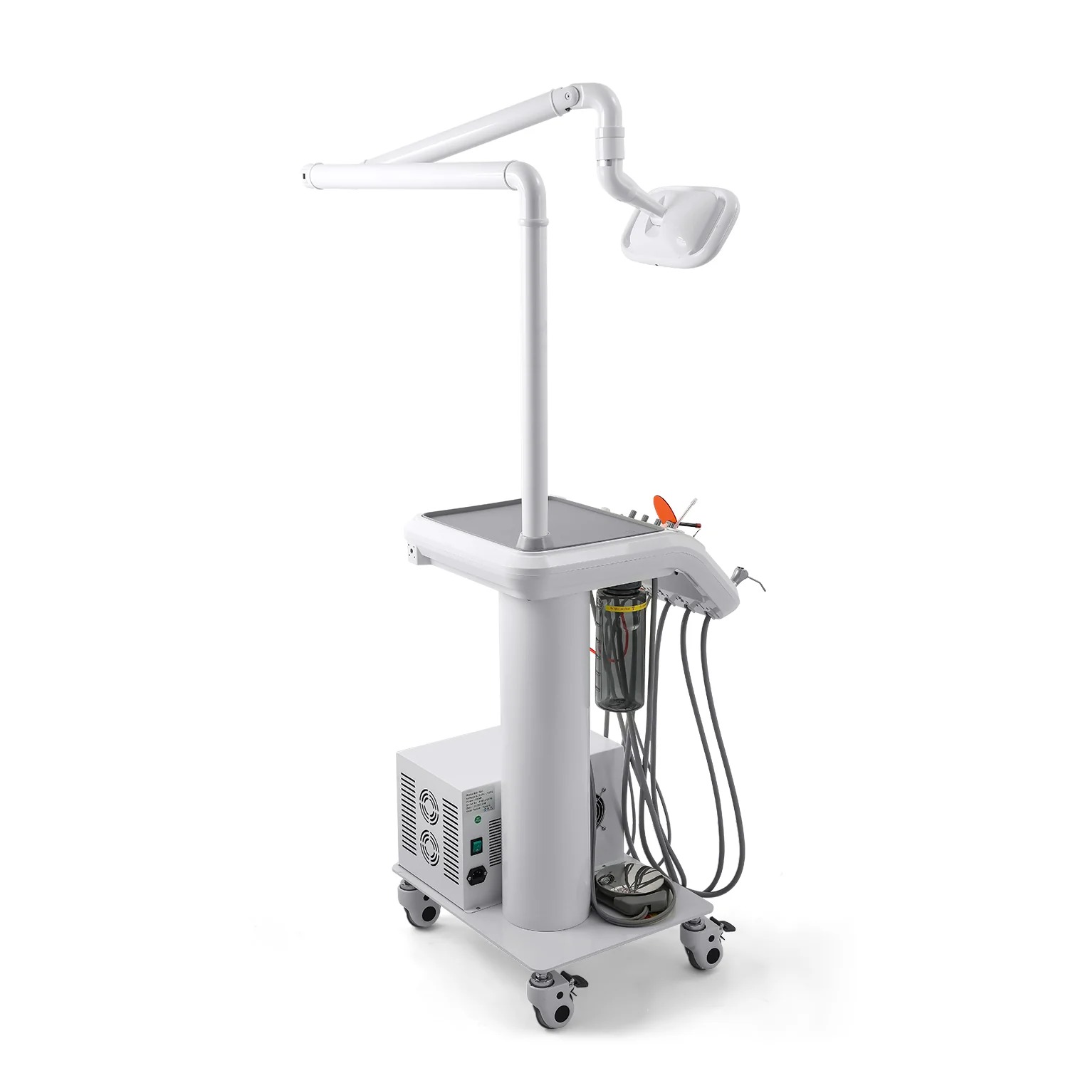 Mobile Dentaleinheit mit Zahnarztlampe, Kompressor, Scaler und Aushärtungslampe