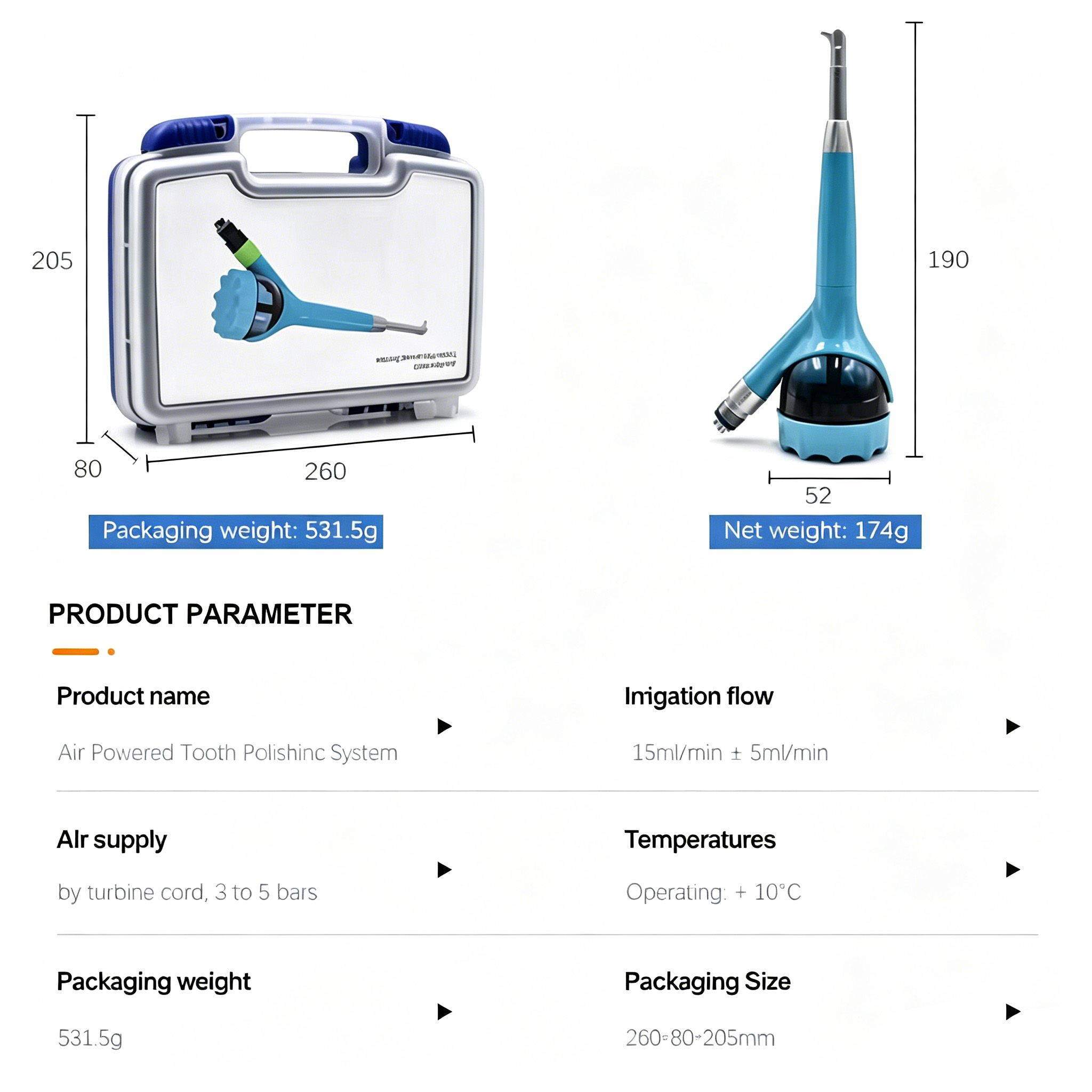 3H T7 Dental Pulverstrahlgerät Airflow Prophylaxe Handstück (Supragingival + Subgingival )