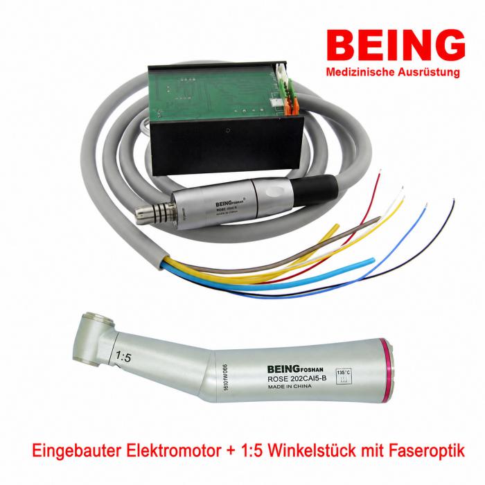 BEING Rose4000 Electric Bürstenloser Mikromotor + Rose 202CAI5-B Faseroptik 1:5 Winkelstücke Handstück