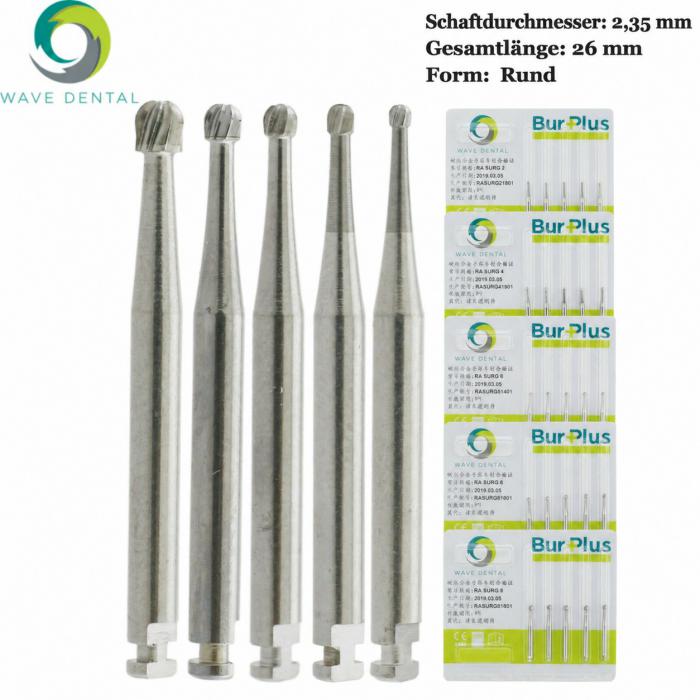 10 Stück WaveDental RA SURG Winkelstück-Schaft Hartmetallbohrer Zahnmedizin 2 4 5 6 8# Runden Zahnbohrer