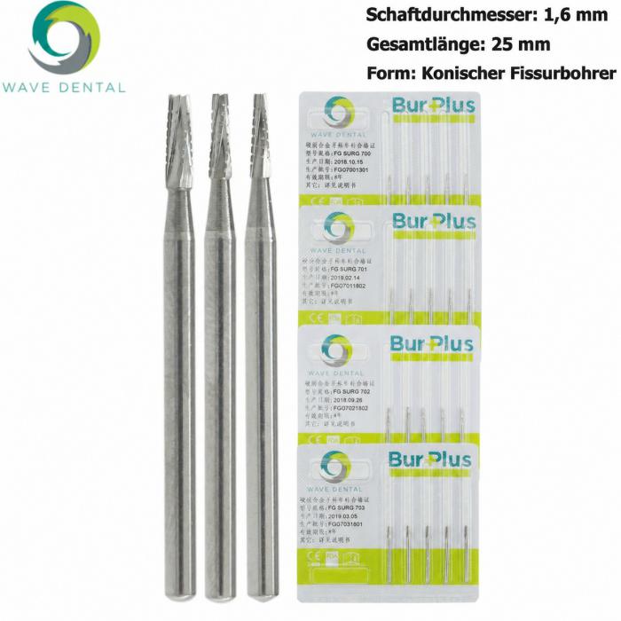 10 Stück FG SURG Hartmetallbohrer Zahnarzt FG-Schaft 700 701 702 703 Verjüngungsriss Zahnbohrer