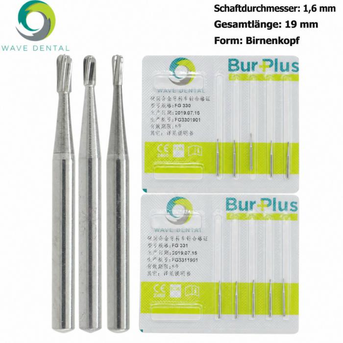 10 Stück FG 330 331 332# FG-Schaft Hartmetallbohrer Zahnmedizin Birnenkopf Zahnbohrer
