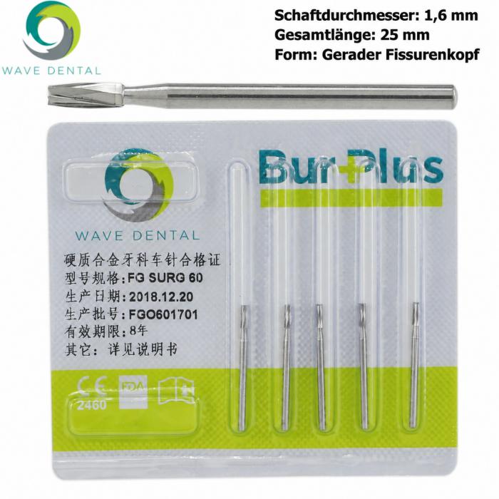 10 Stück FG SURG 60# FG-Schaft Hartmetallbohrer Zahnmedizin Gerader Spaltkopf (zylindrisch) Hartmetallbohrer Zahnbohrer