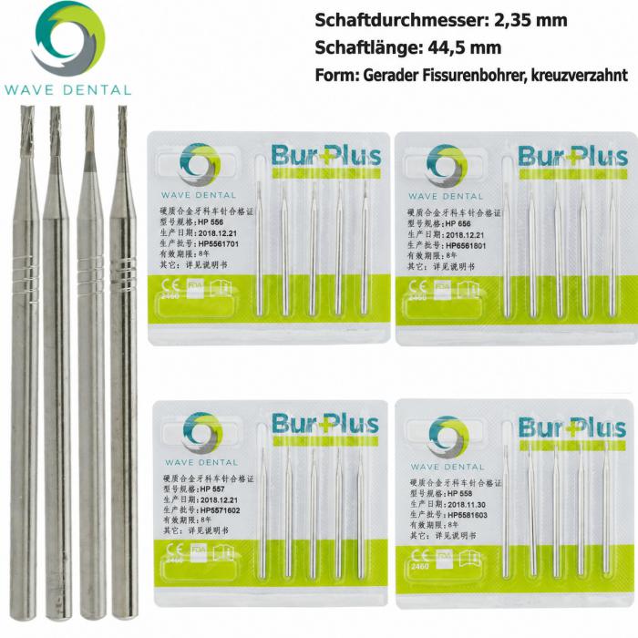 10 Stück HP 555 556 557 558 Handstück-Schaft(HP) Hartmetallbohrer Zahnmedizin Gerade Fissur Querschnitt Zahnbohrer