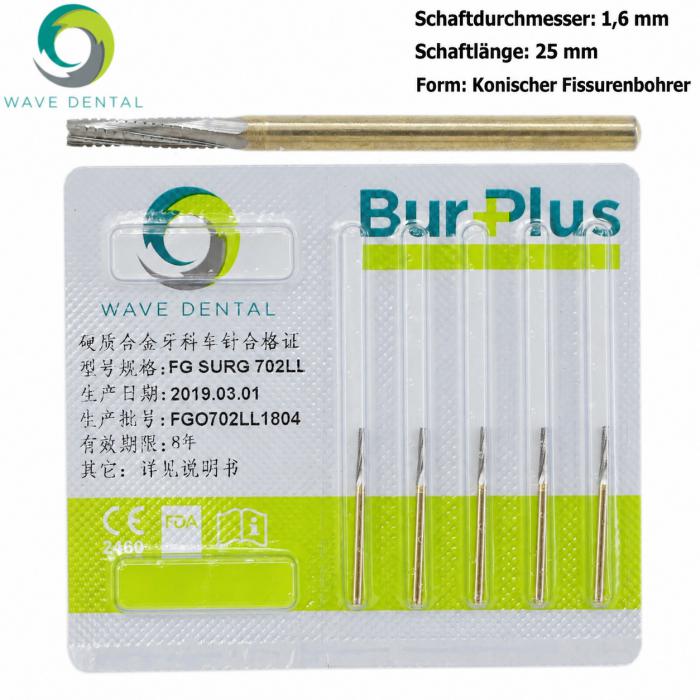 10 Stück FG SURG 702LL FG-Schaft Hartmetallbohrer Zahnmedizin Extraktion der Weisheitszähne Zahnbohrer