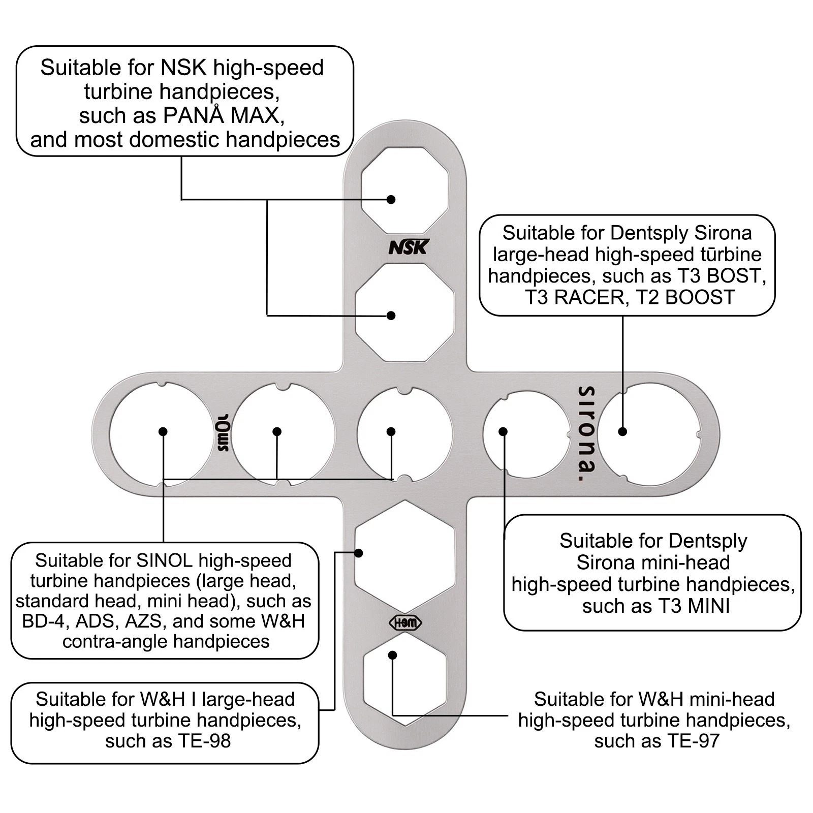 Werkzeug zum Öffnen der hinteren Kappe von Dental-Turbinenhandstücken