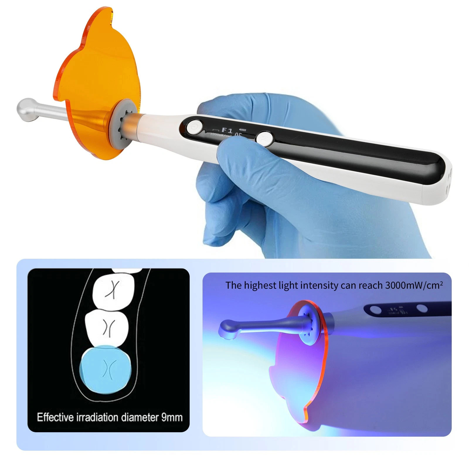 PULIHUA PLH-320 Dental-Polymerisationslampe (3000 mW/cm²) mit 7 Arbeitsmodi