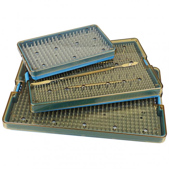 3-tlg. Dental-Instrumenten-Sterilisationskassette mit Silikonpad