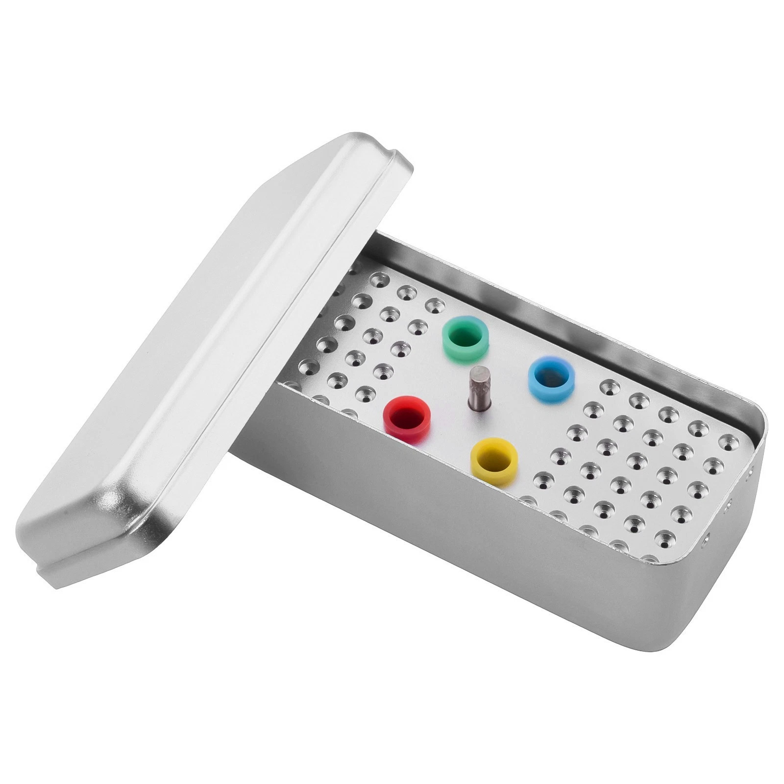 Aluminium-Box mit 60 Bohrungen für die Autoklaven-Sterilisation von endodontischen feilen
