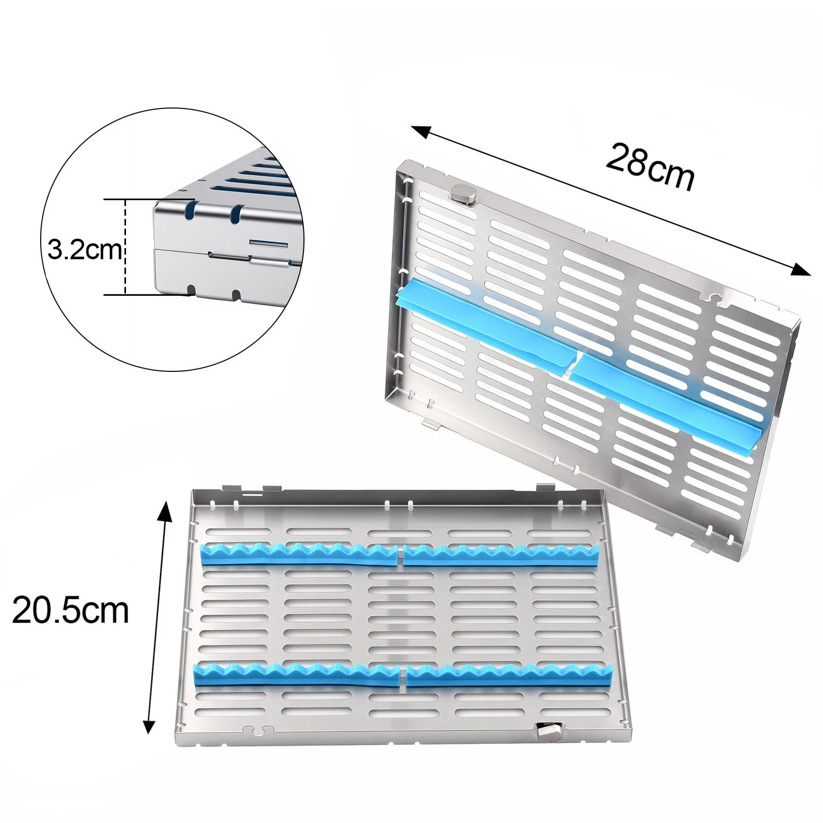 Instrumenten sterilisierkassette 280 x 205 x 32 mm (einzelne kassette für 20 instrumente)