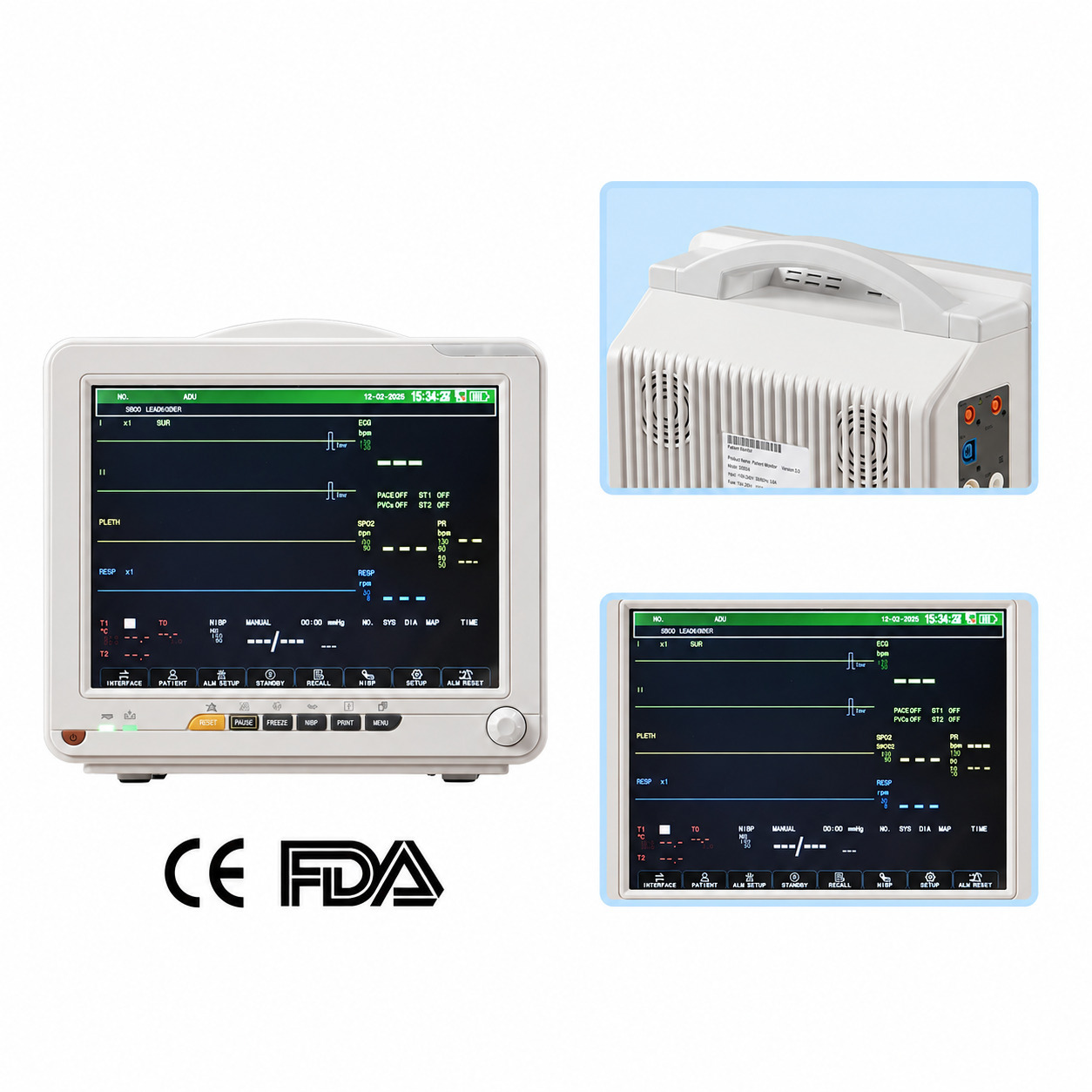 SINNOR SNP9000N 12'' Patientenmonitor 6 Parameter (EKG, Atmung, Temperatur, NIBP, SpO2, Puls)