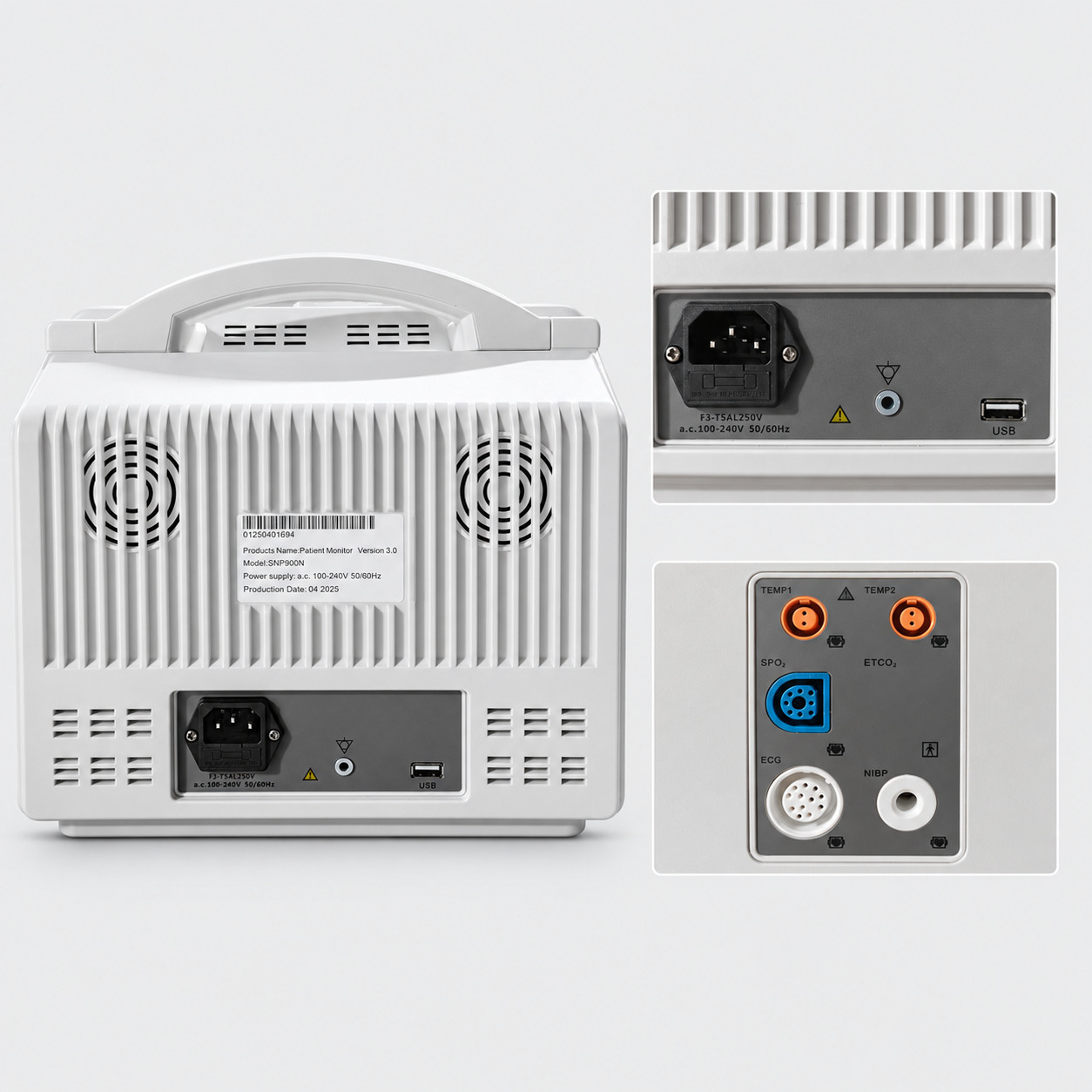 SINNOR SNP9000N 12'' Patientenmonitor 6 Parameter (EKG, Atmung, Temperatur, NIBP, SpO2, Puls)