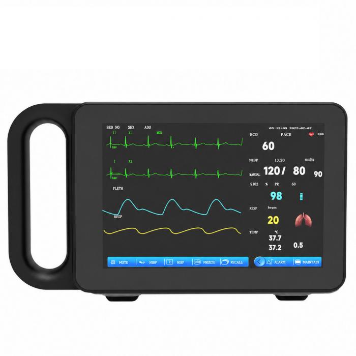 7-Zoll-Touchscreen Patientenmonitor: EKG/Atemwege/Temperatur/NIBP/SpO2/PR