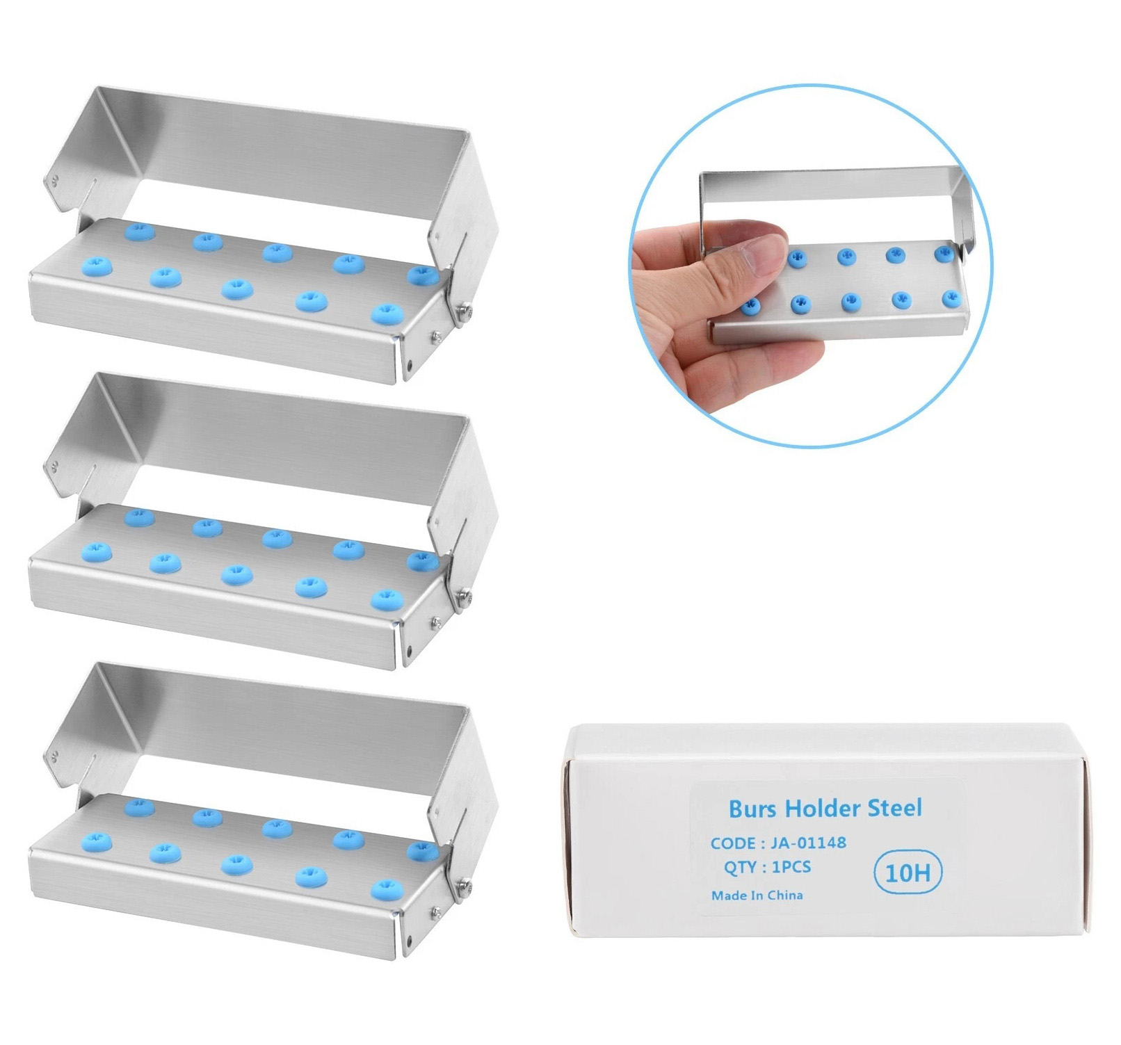3-tlg. sterilisierbarer Dental-Bohrerst&auml;nder | jeweils f&uuml;r 10 Dentalbohrer pro St&uuml;ck