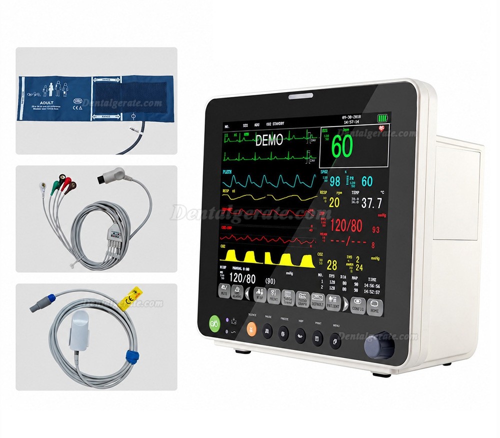 12-Zoll-Multiparameter-Patientenmonitor EKG/Atemwege/Temperatur/NIBP/SpO2/PR 12-Zoll-Multiparameter-Patientenmonitor EKG/Atemwege/Temperatur/NIBP/SpO2/PR
