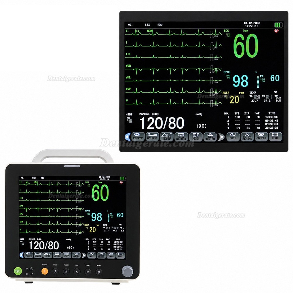 12-Zoll-Multiparameter-Patientenmonitor EKG/Atemwege/Temperatur/NIBP/SpO2/PR 12-Zoll-Multiparameter-Patientenmonitor EKG/Atemwege/Temperatur/NIBP/SpO2/PR