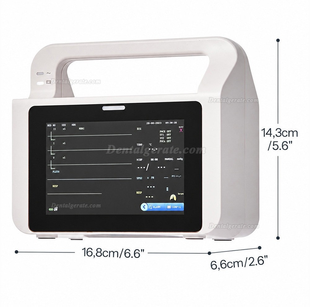 Zahn&auml;rztlicher Multiparameter-Patientenmonitor mit 5-Zoll-Touchscreen und 6-Parameter-Anzeige
