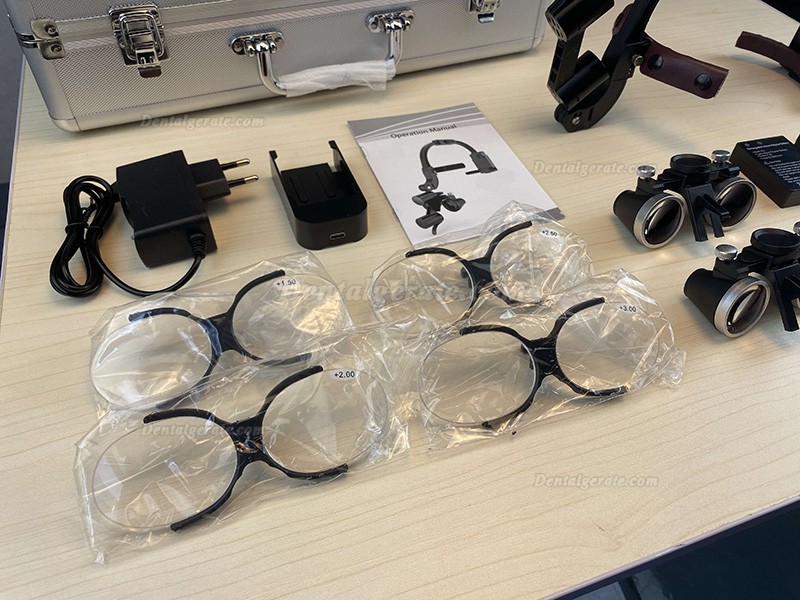 5X / 6X Zahnarzt Lupenbrille mit 5W LED Lupenbrille Licht + Presbyopie-Brille