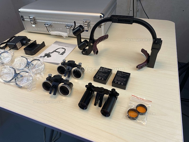 5X / 6X Zahnarzt Lupenbrille mit 5W LED Lupenbrille Licht + Presbyopie-Brille