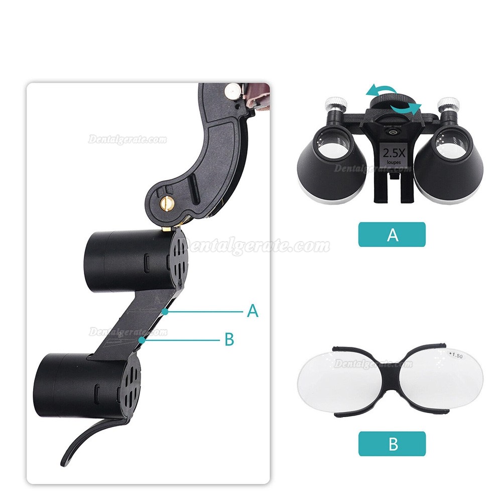 5X / 6X Zahnarzt Lupenbrille mit 5W LED Lupenbrille Licht + Presbyopie-Brille