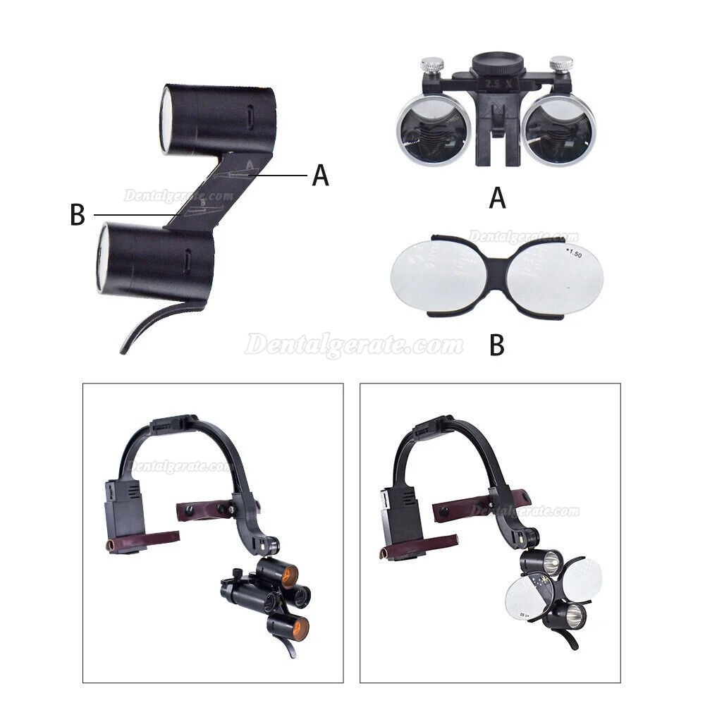 5X / 6X Zahnarzt Lupenbrille mit 5W LED Lupenbrille Licht + Presbyopie-Brille