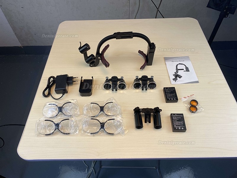 5X / 6X Zahnarzt Lupenbrille mit 5W LED Lupenbrille Licht + Presbyopie-Brille