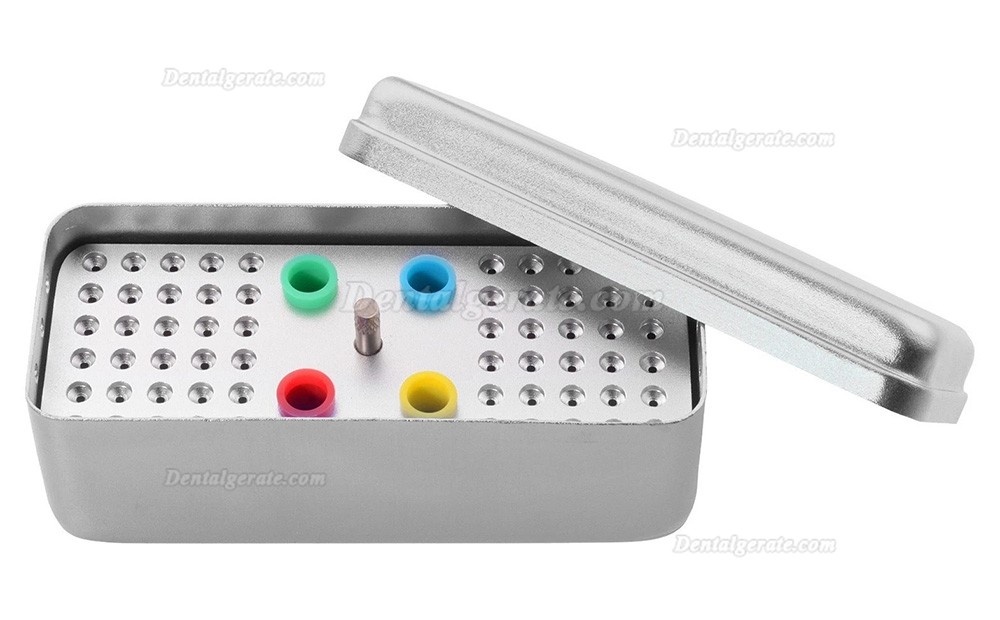Aluminium-Box mit 60 Bohrungen f&uuml;r die Autoklaven-Sterilisation von endodontischen feilen