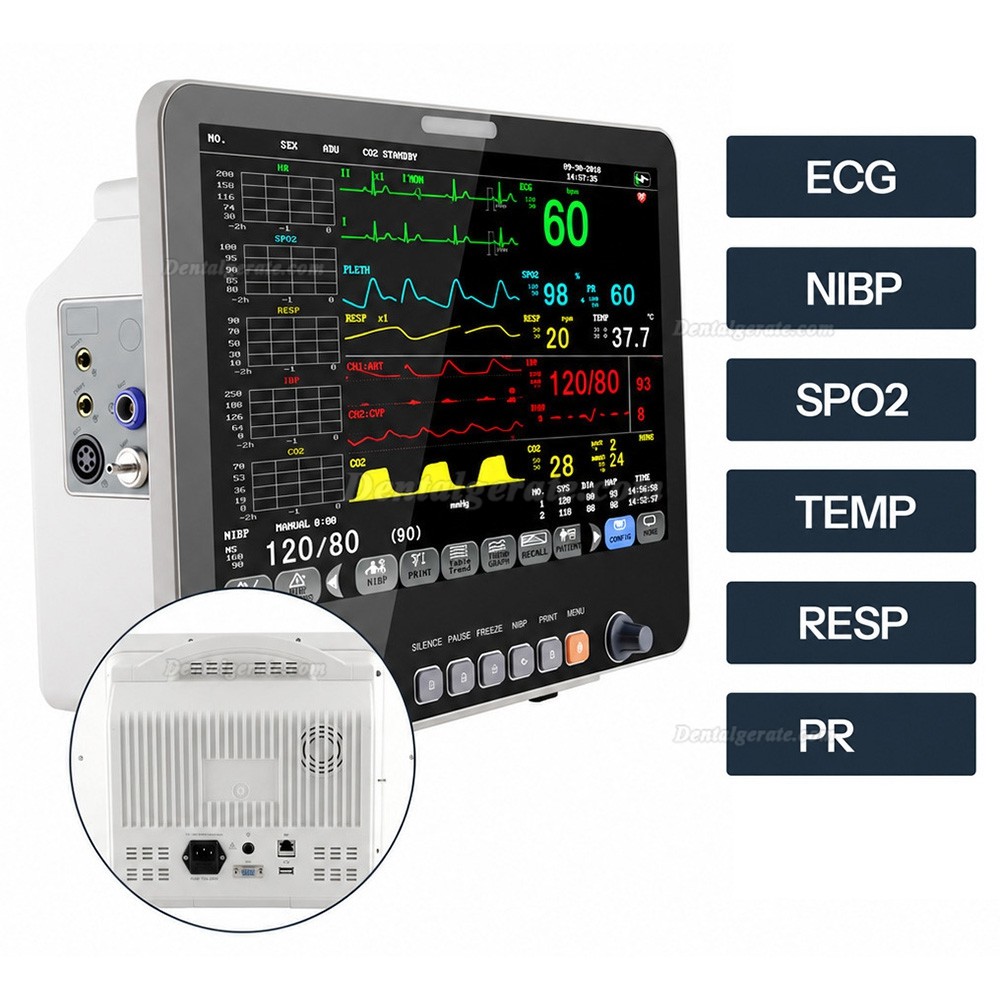 15,6" Multiparameter-Patientenmonitor EKG NIBP Atmung Temperatur SpO2 Pulsfrequenz
