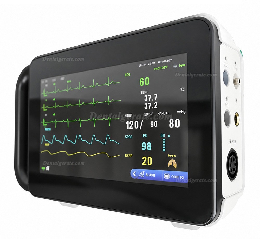 7-Zoll-Touchscreen Patientenmonitor: EKG/Atemwege/Temperatur/NIBP/SpO2/PR 7-Zoll-Touchscreen Patientenmonitor: EKG/Atemwege/Temperatur/NIBP/SpO2/PR