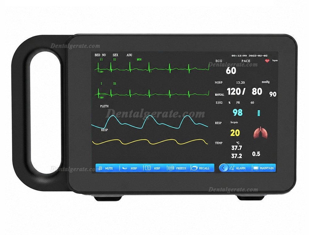 7-Zoll-Touchscreen Patientenmonitor: EKG/Atemwege/Temperatur/NIBP/SpO2/PR 7-Zoll-Touchscreen Patientenmonitor: EKG/Atemwege/Temperatur/NIBP/SpO2/PR