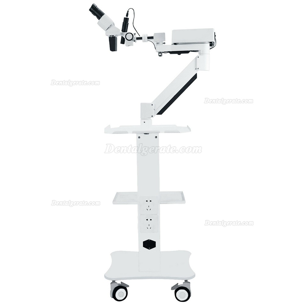 Dental Chirurgisches Operationsmikroskop mit 5W LED-Licht & Zahnarzt Trolley f&uuml;r HNO, Zahn&auml;rztlich