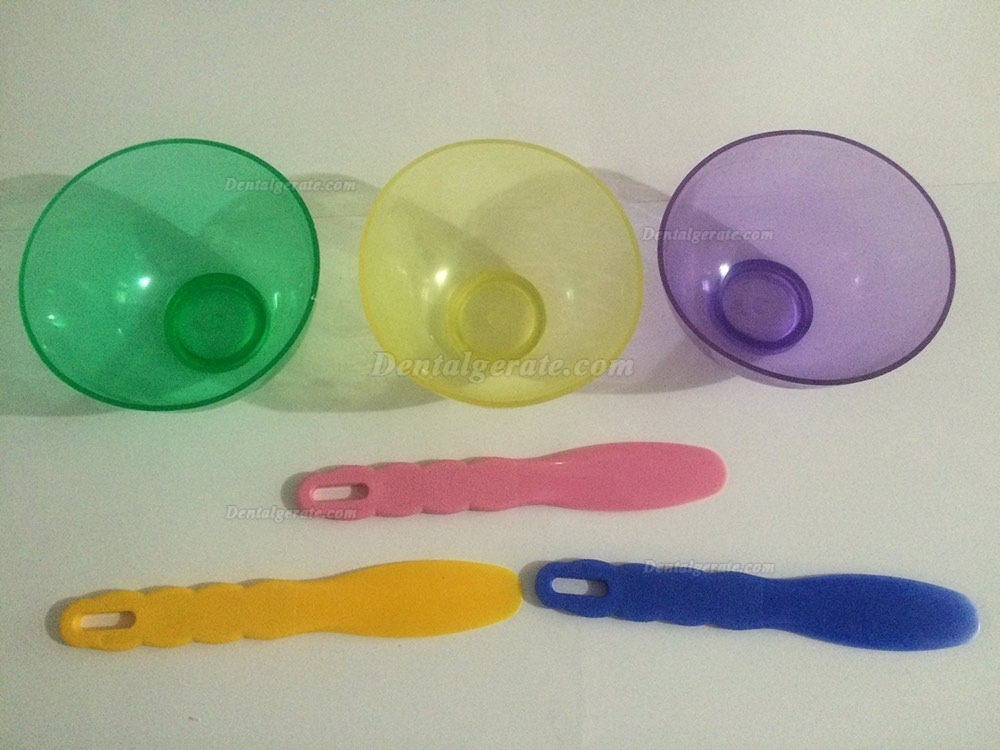 3PCS Dentallabor Flexible Alginat Gummi und Spatel mischen Farbe Sch&uuml;ssel