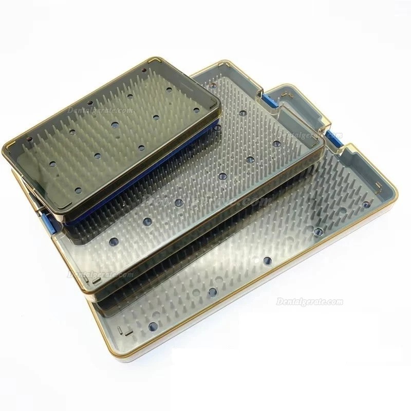 3-tlg. Dental-Instrumenten-Sterilisationskassette mit Silikonpad