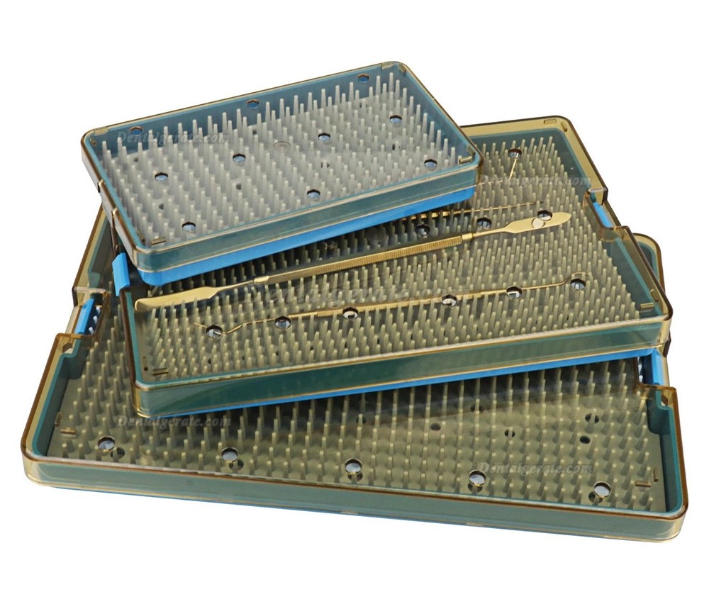 3-tlg. Dental-Instrumenten-Sterilisationskassette mit Silikonpad