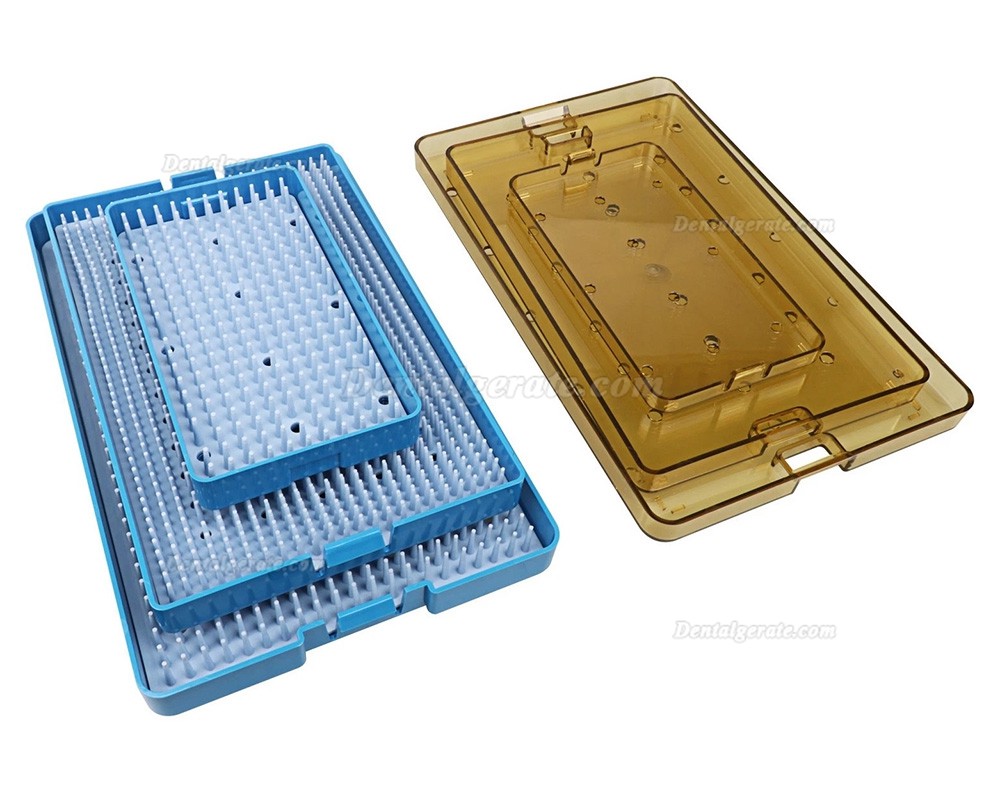 3-tlg. Dental-Instrumenten-Sterilisationskassette mit Silikonpad
