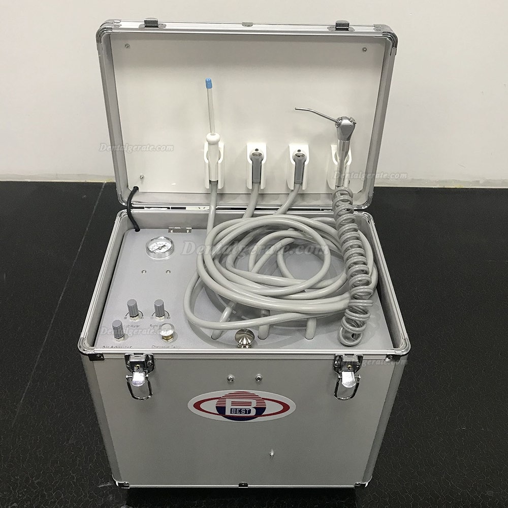 Best&reg; BD-402A Faseroptik Mobile dentaleinheit mit Rad Stahltank (Kompressor + Saugeinheit + Triplexspritze)