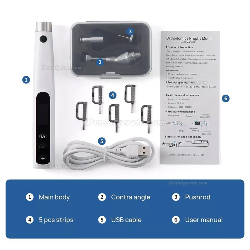 Betterway IPR 2000 Dental Elektro Kieferorthop&auml;die Handst&uuml;ck, Interproximales IPR Kit mit 5 Streifen
