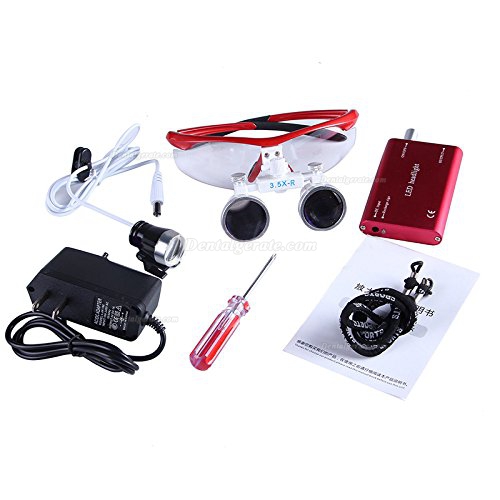 Dental Binokulare Dentallupe 3,5 x-r Optisches Glas mit/ohne kopf LED Licht Lampe Rot Dental Binokulare Dentallupe 3,5 x-r Optisches Glas mit/ohne kopf LED Licht Lampe Rot
