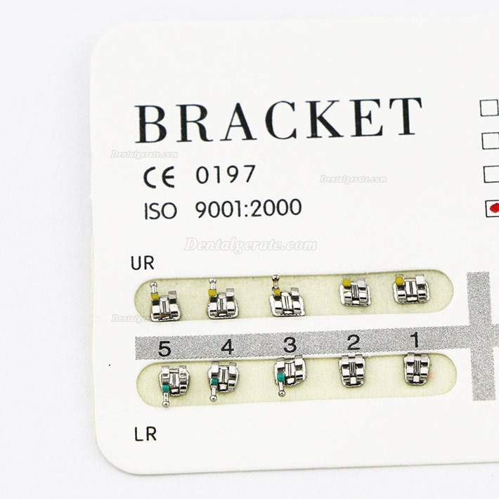 5 Packungen Dental Kieferorthop&auml;dische Metall Bracket St&auml;nder Mini Roth 0.022 345 Haken 100 St&uuml;cke
