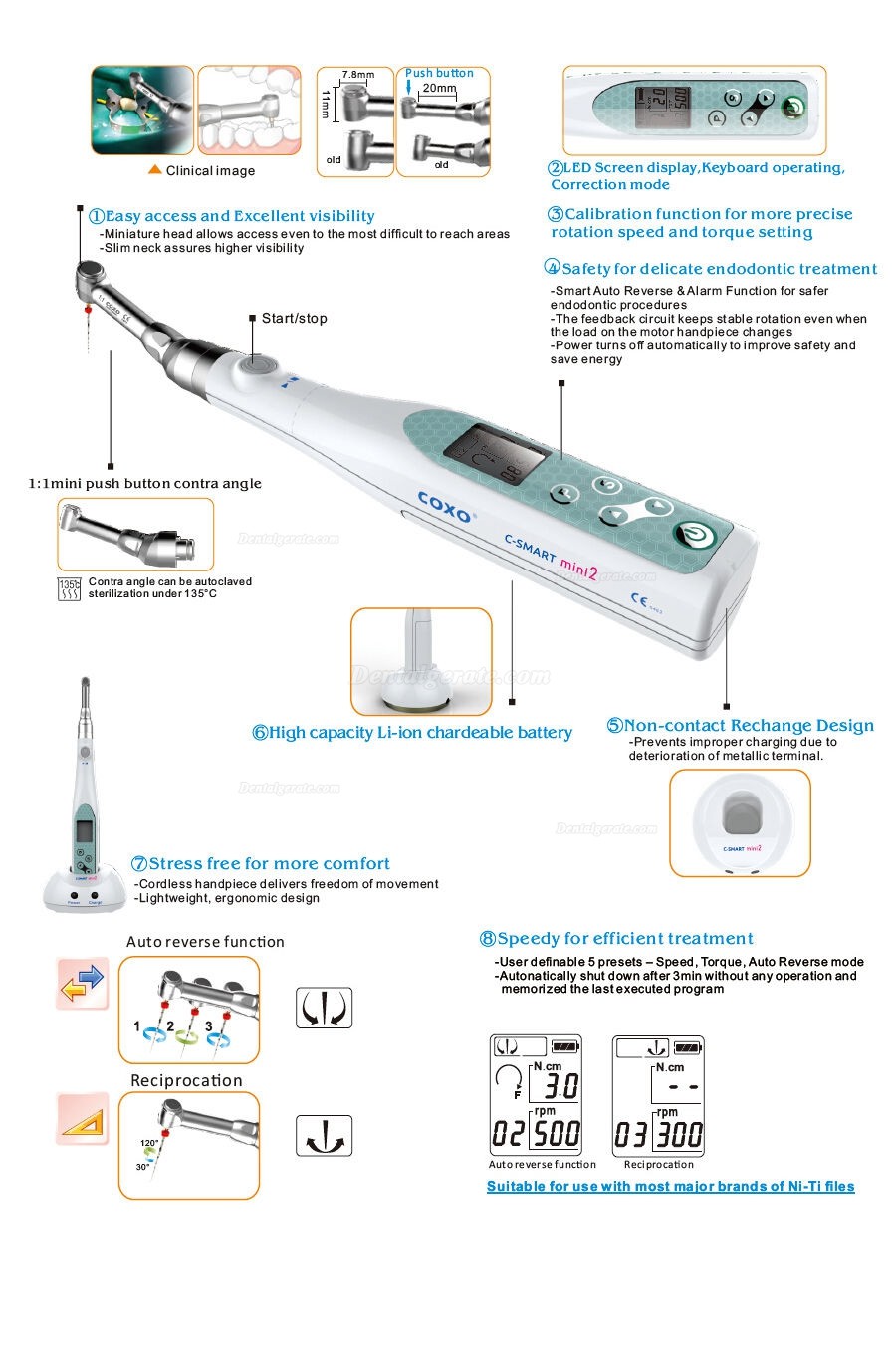 YUSENDENT C-Smart Mini 2 Schnurloses endodontisches Micromotor Endo Mate Handstück YUSENDENT C-Smart Mini 2 Schnurloses endodontisches Micromotor Endo Mate Handstück