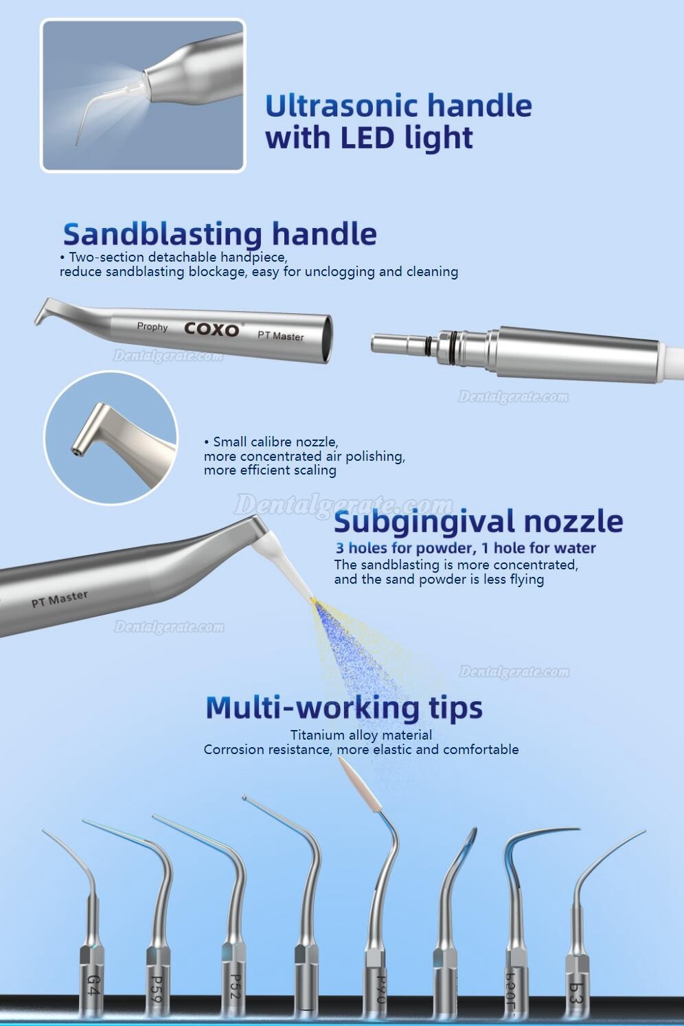 COXO PT MASTER Pulverstrahlger&auml;t Dental Luftstrompolierer + UltraschallScaler