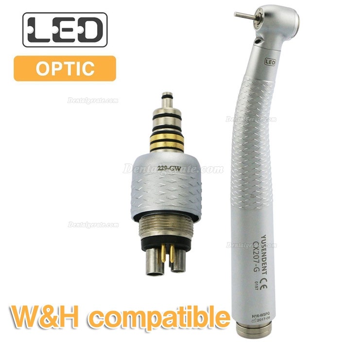 YUSENDENT&reg; CX207-GW-PQ Zahnarzt LED Glasfaser Handst&uuml;ck W&H Kompatibel (Mit Koppler x1 + Ohne Koppler x2)