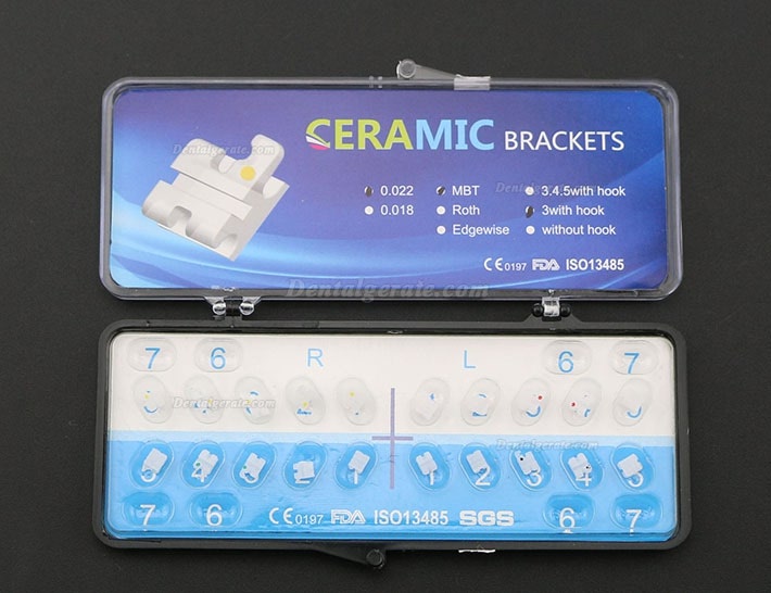 5 Packungen/20 St&uuml;cke Dental Kieferorthop&auml;dische Keramik Bracket St&auml;nder MBT 022 3 Haken