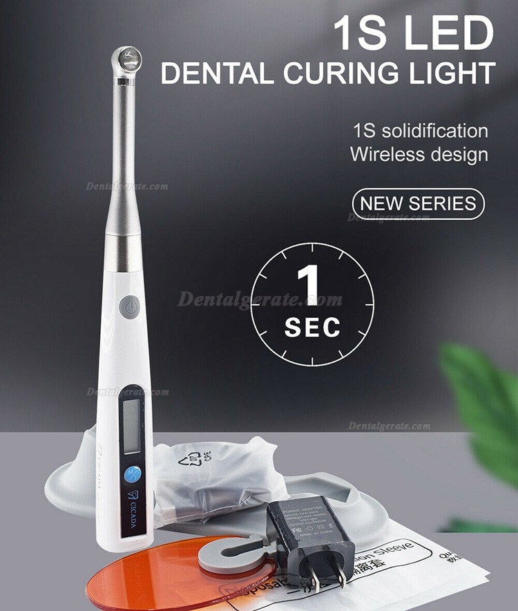 Dental LED Polymerisationslampe Kabellos (1 Sek. Aush&auml;rtung , Metallkopf 1400mw/cm2)
