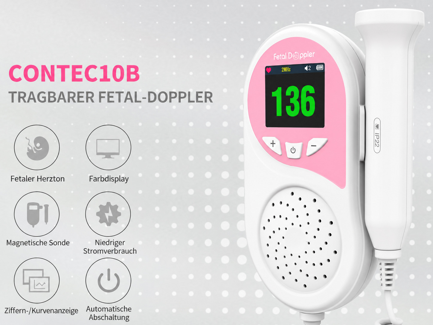 CONTEC 10B F&ouml;tus herzfrequenz-detektor / Herzschlag Ger&auml;t Baby