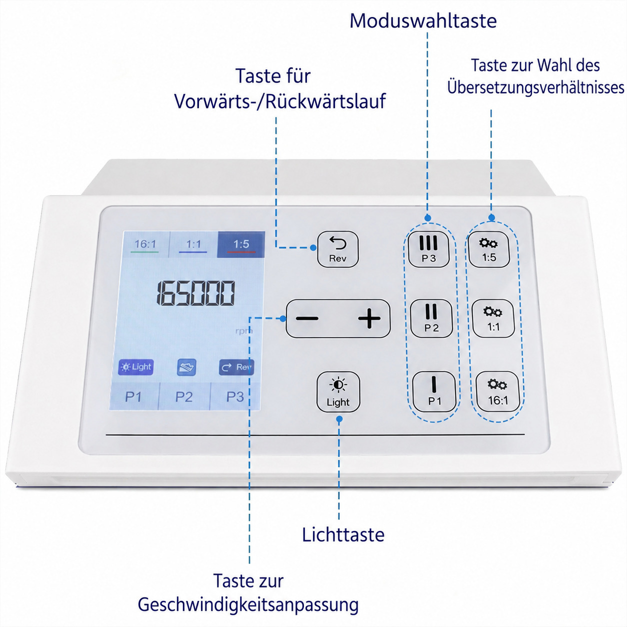 Zahn&auml;rztlicher b&uuml;rstenloser elektrischer Mikromotor mit LED, 2000&ndash;40.000 U/min, 4-Loch-Anschluss