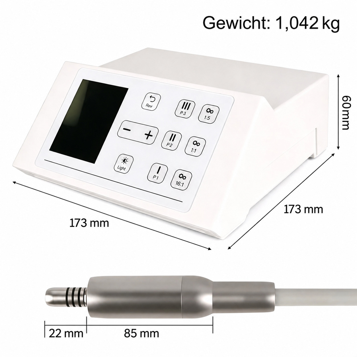 Zahn&auml;rztlicher b&uuml;rstenloser elektrischer Mikromotor mit LED, 2000&ndash;40.000 U/min, 4-Loch-Anschluss